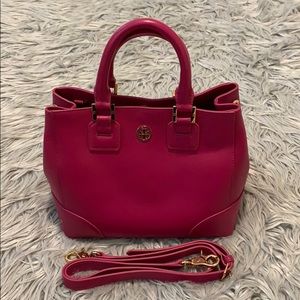 Tory Burch Robinson Mini Square Tote in Magenta